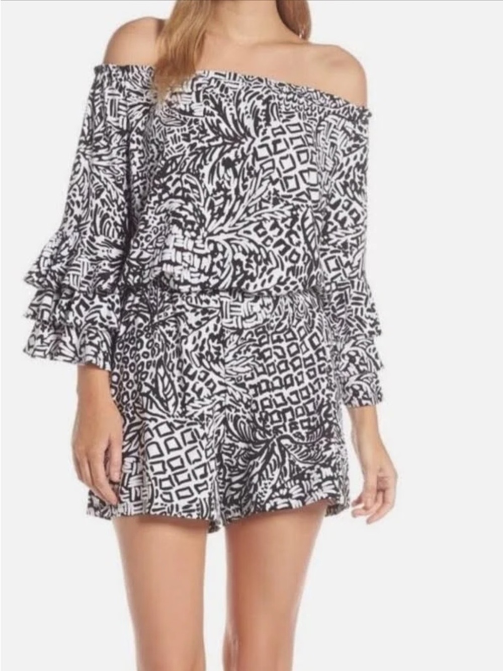 Lilly Pulitzer Black and White Patterned romper
